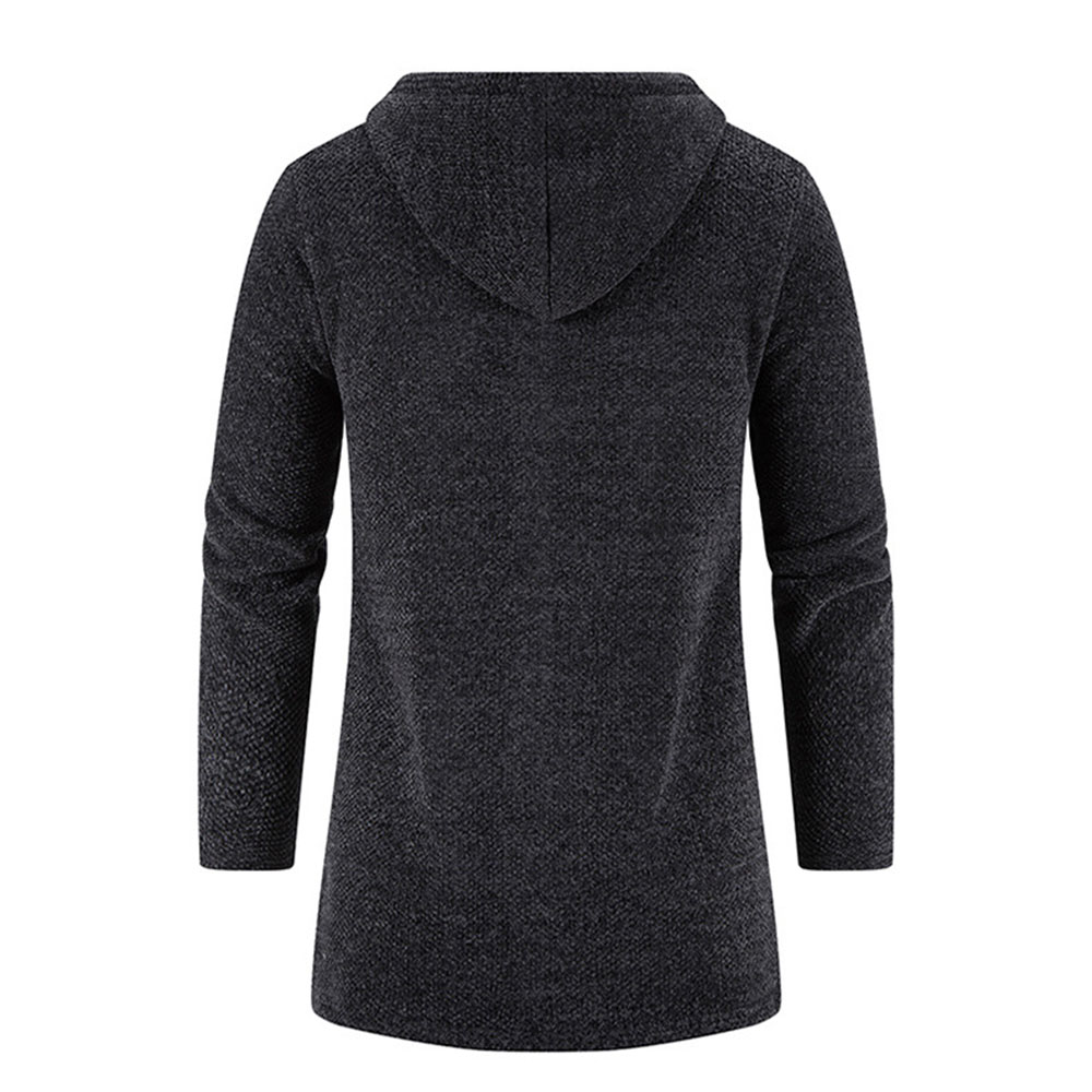 Mid-Length Hooded Plain Pocket Slim Men's Sweater