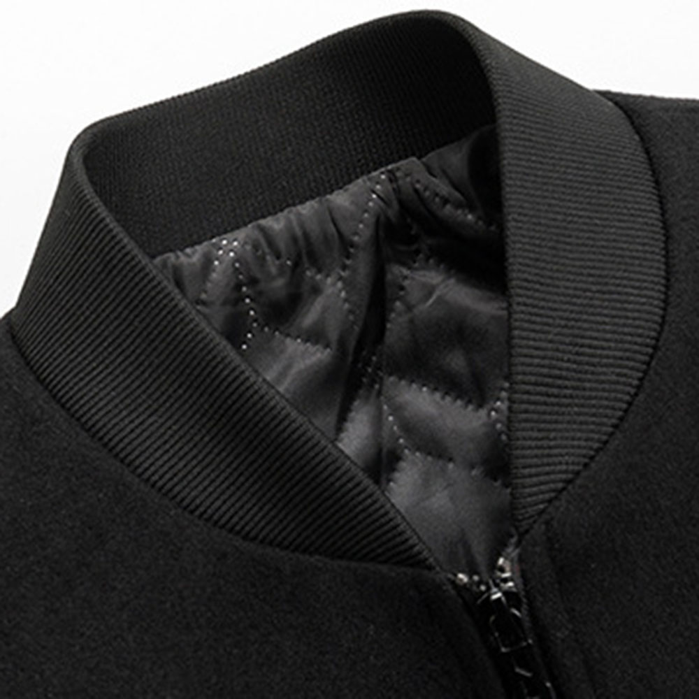 Patchwork Stand Collar Color Block Thick Zipper Men's Jacket