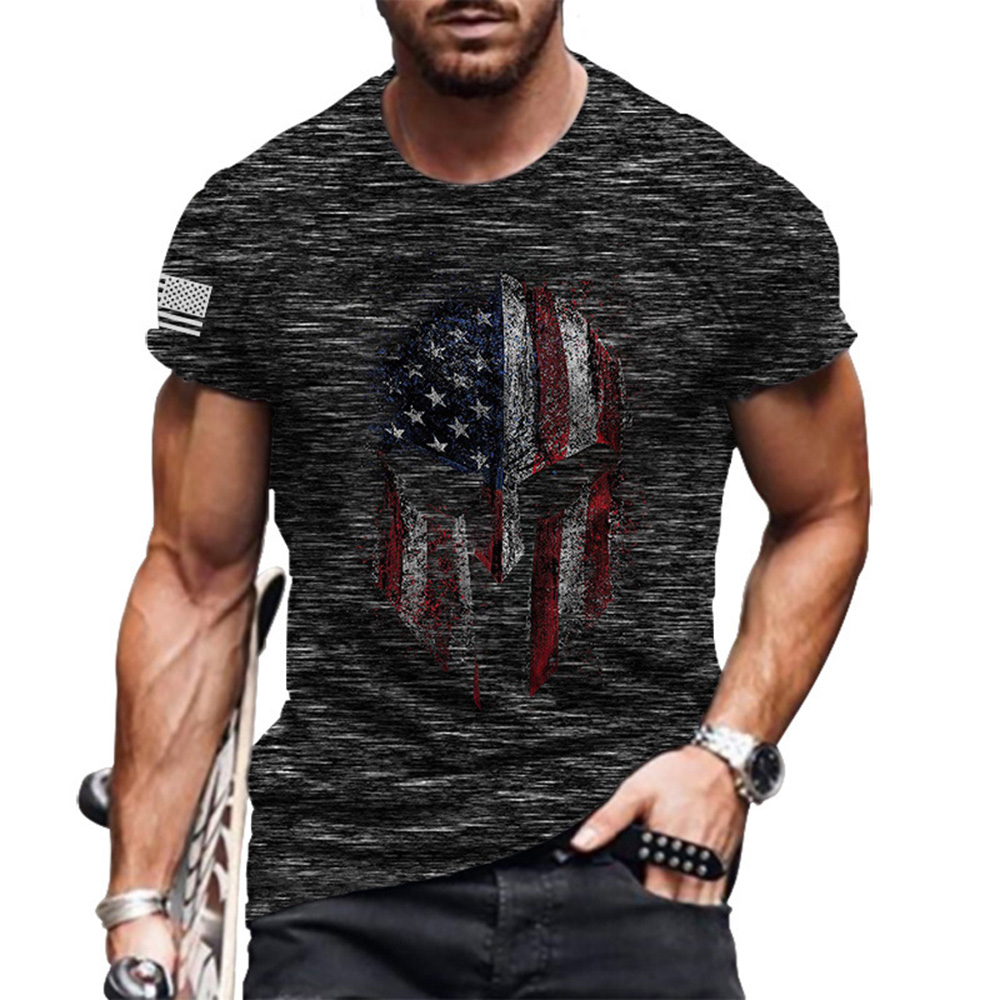 Tactical T-Shirts Skull Casual Round Neck Print Pullover Men's T-shirt