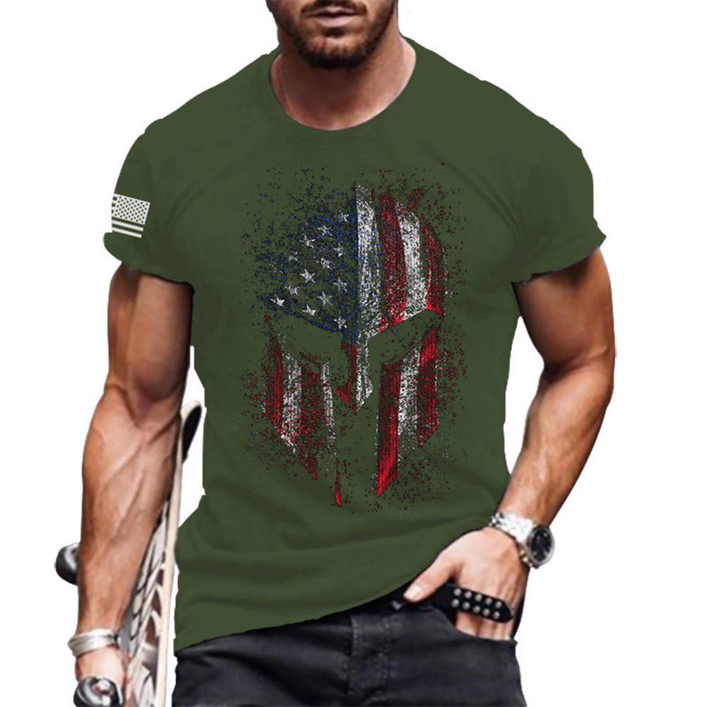 Tactical T-Shirts Skull Casual Round Neck Print Pullover Men's T-shirt