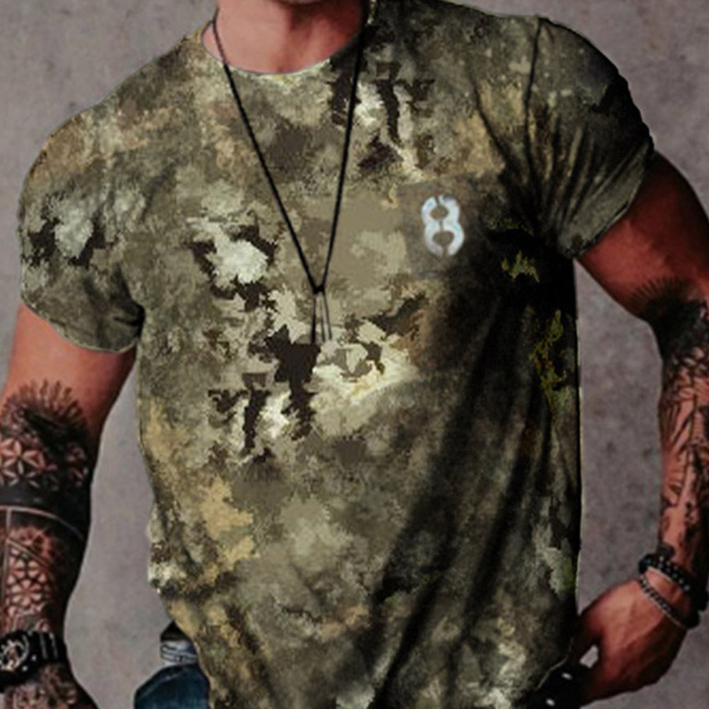 Tactical T-Shirts Print Casual Round Neck Pullover Men's T-shirt