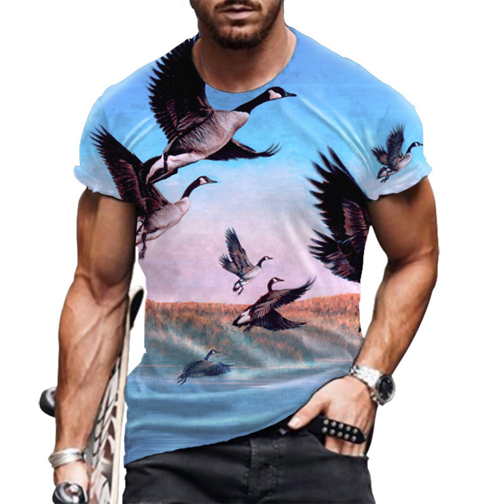 Print Round Neck Casual Pullover Men's T-shirt