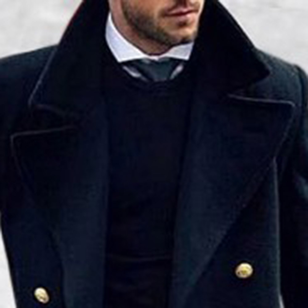 Button Long Plain Fashion Men's Coat