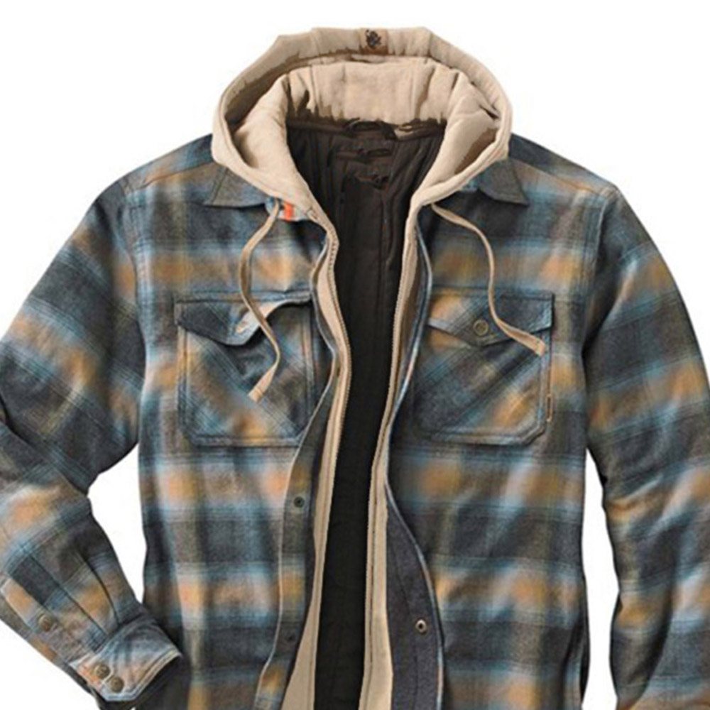 Thick Hooded Plaid Print Spring Men's Jacket