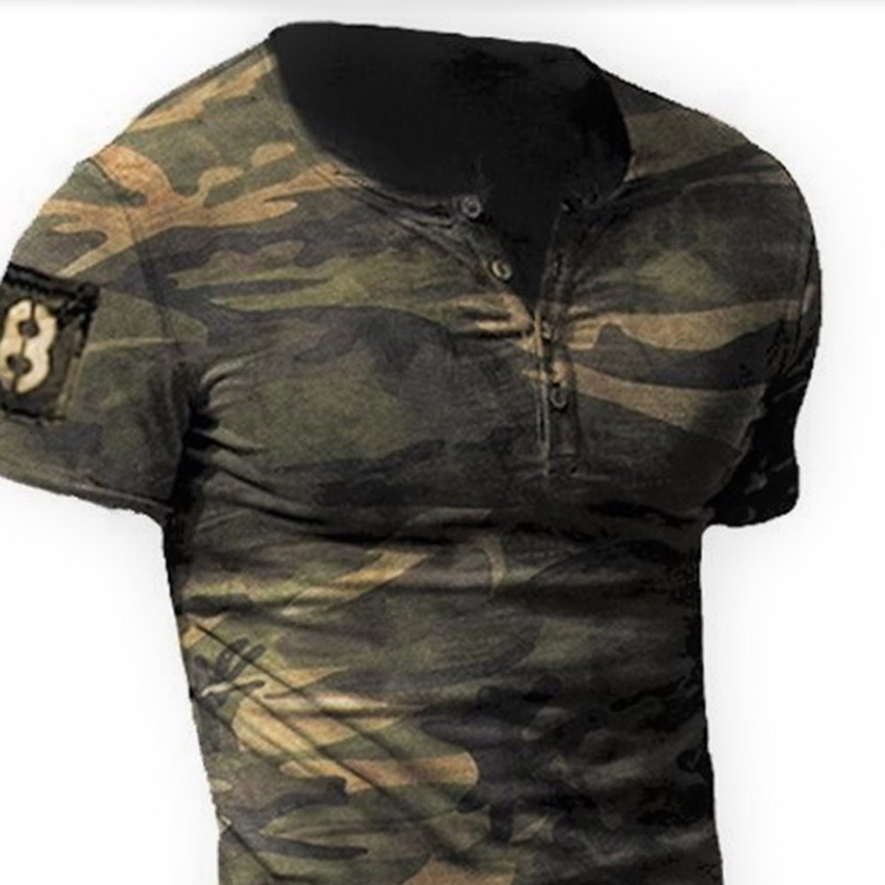 Tactical T-Shirts Round Neck Casual Print Camouflage Slim Men's T-shirt