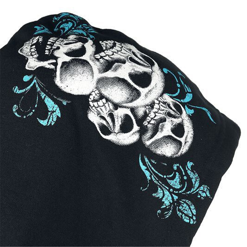 Regular Zipper Skull Print Mid-Length Women's Hoodie