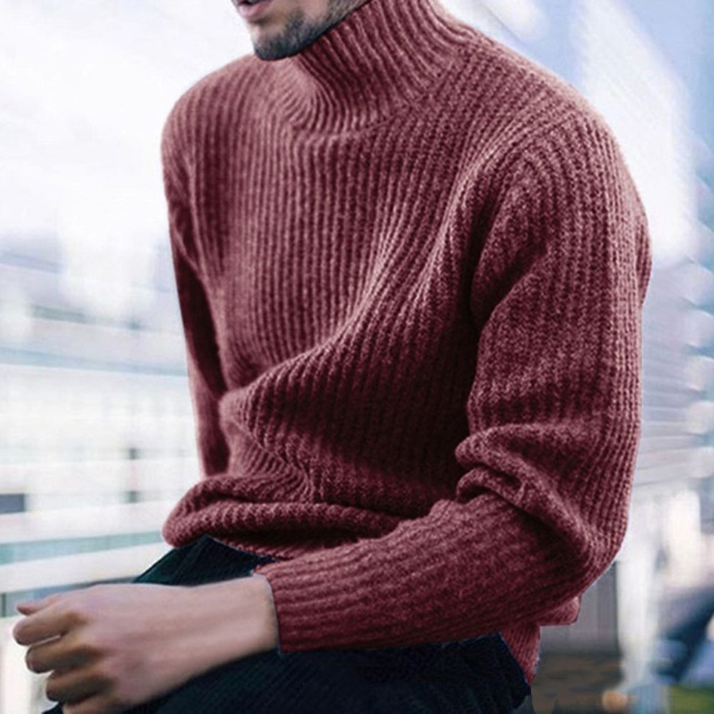 Standard Turtleneck Plain Loose Men's Sweater