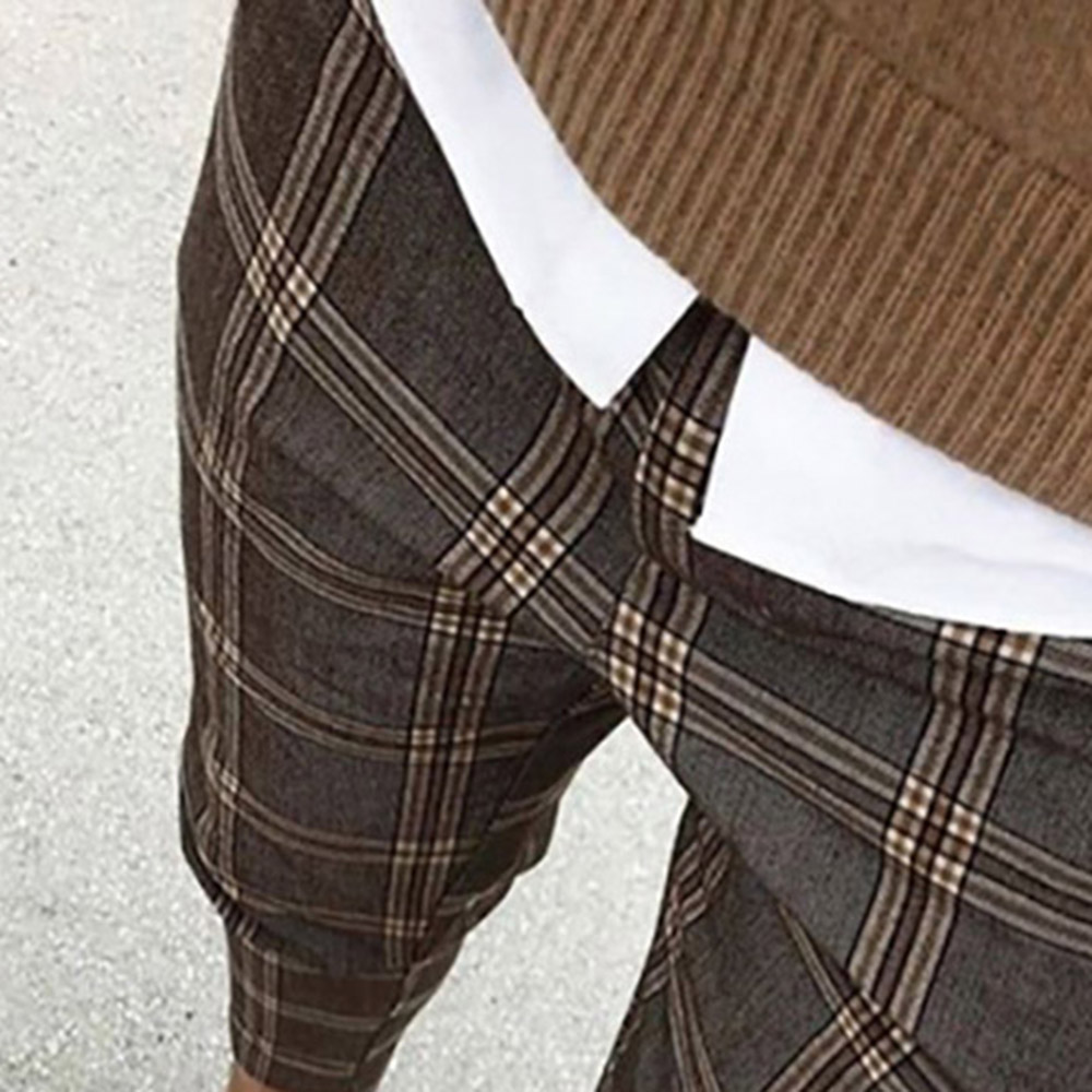 Print Plaid Pencil Pants Fall Men's Casual Pants