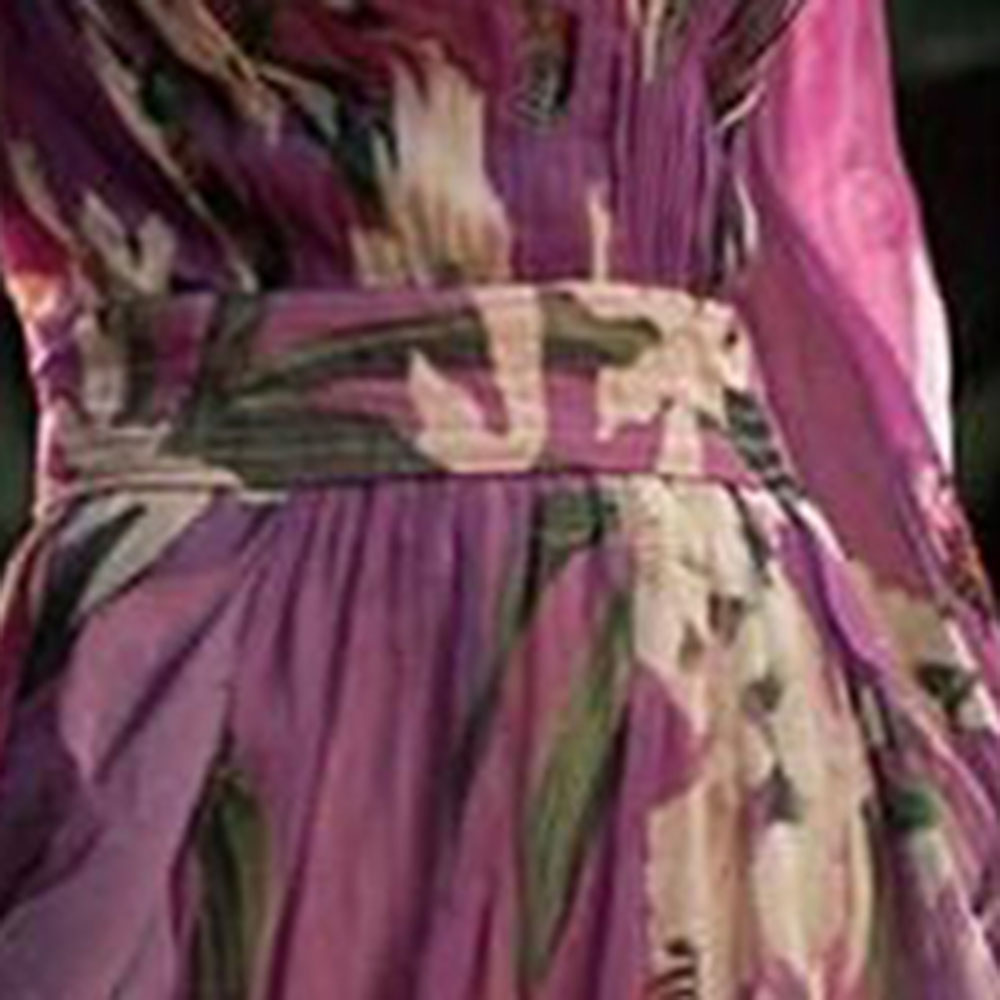 Maxi Dress V-Neck Print Floor-Length Long Sleeve Pullover Women's Dress