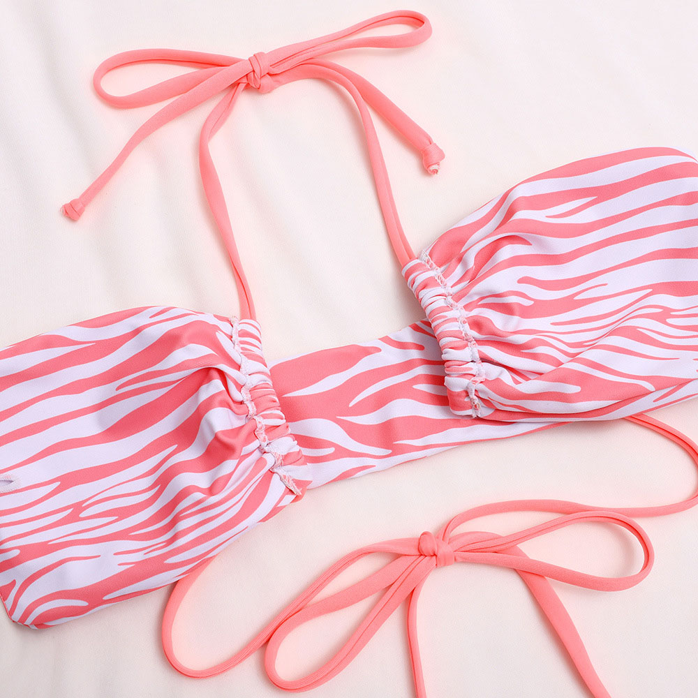 Tankini Set Sexy Zebra Stripe Lace-Up Women's Swimwear