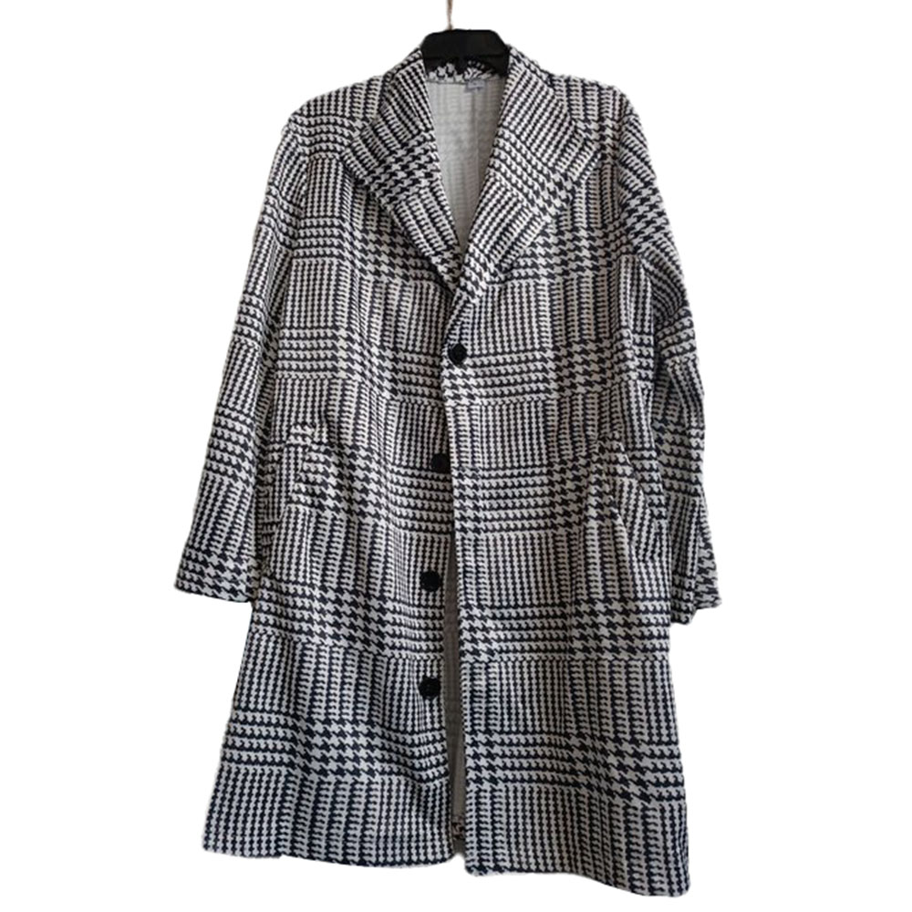 Mid-Length Stand Collar Single-Breasted Men's Coat