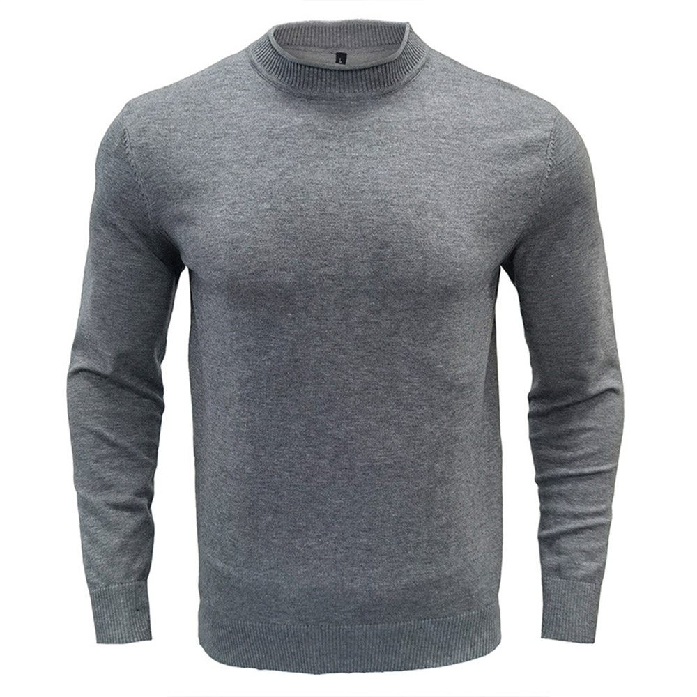 Round Neck Plain Standard Winter Men's Sweater