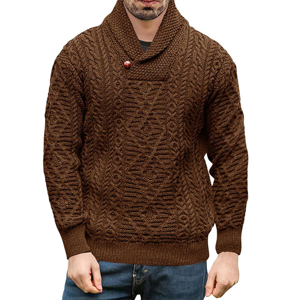 Turtleneck Standard Button Plain European Men's Sweater