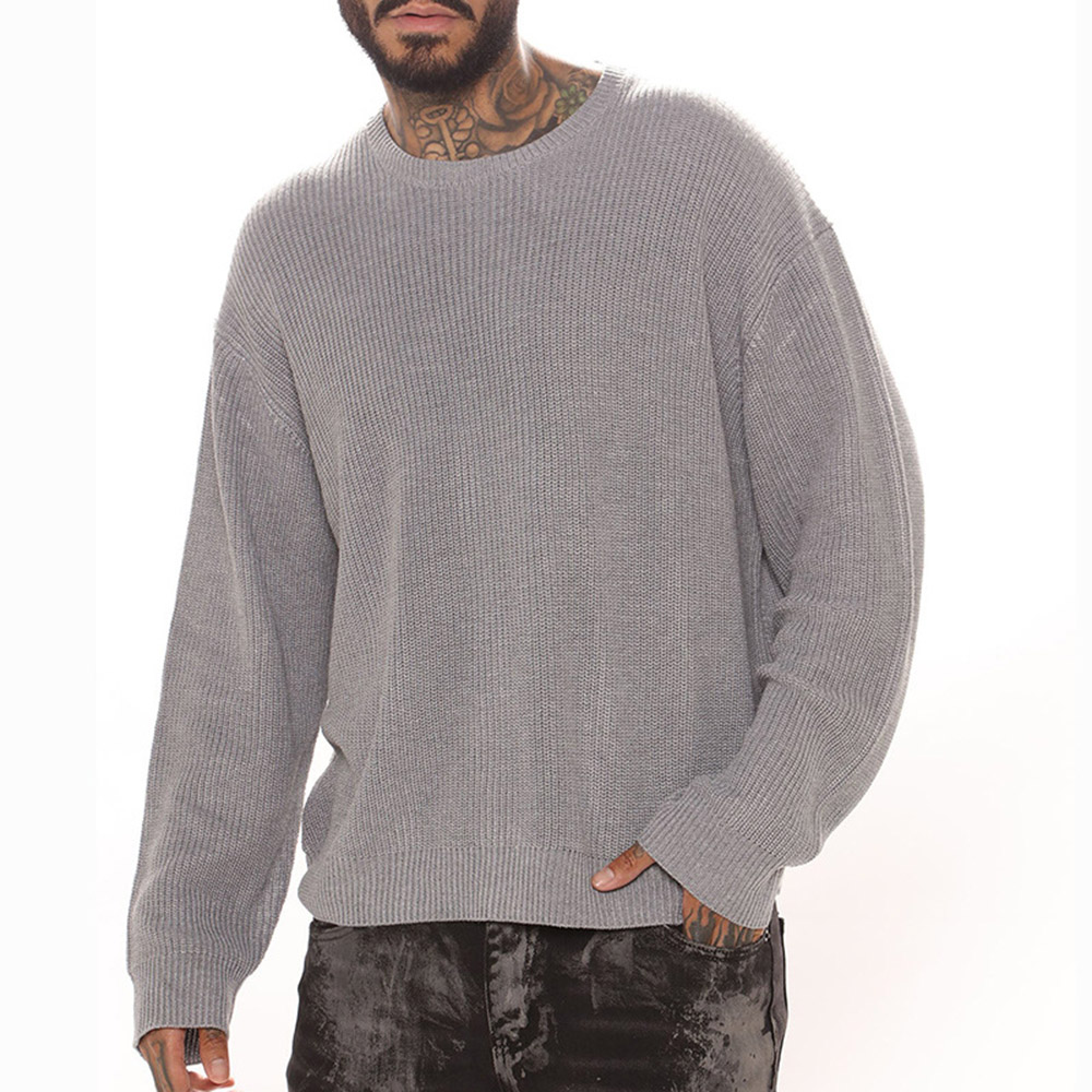 Plain Standard Round Neck Casual Men's Sweater