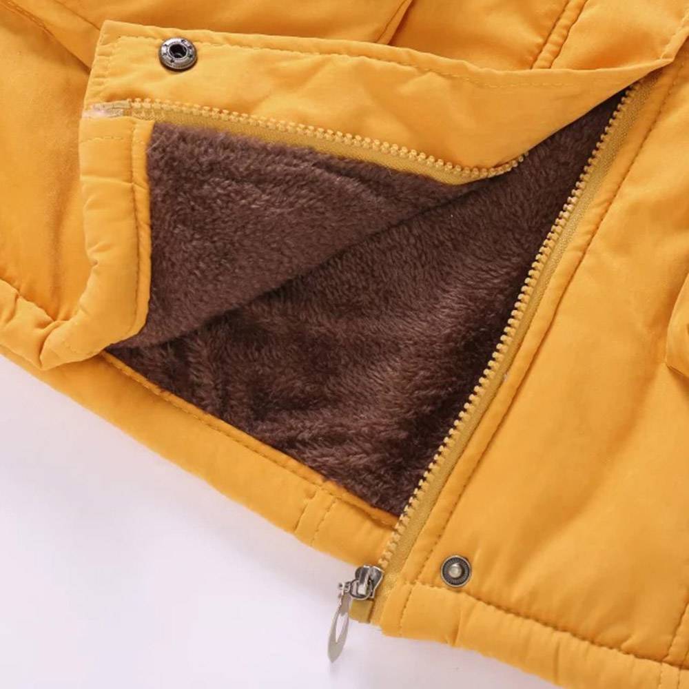 Pocket Thick Slim Zipper Mid-Length Women's Cotton Padded Jacket