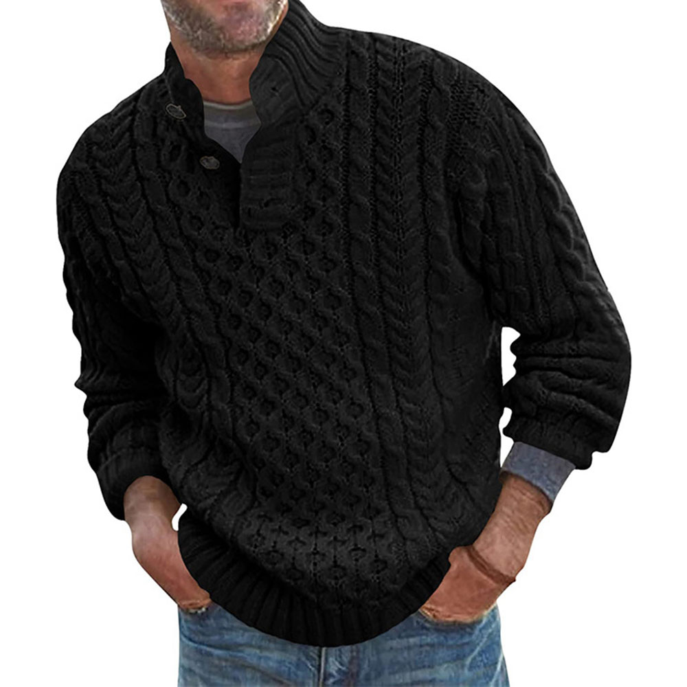 Stand Collar Plain Standard Fall Men's Sweater