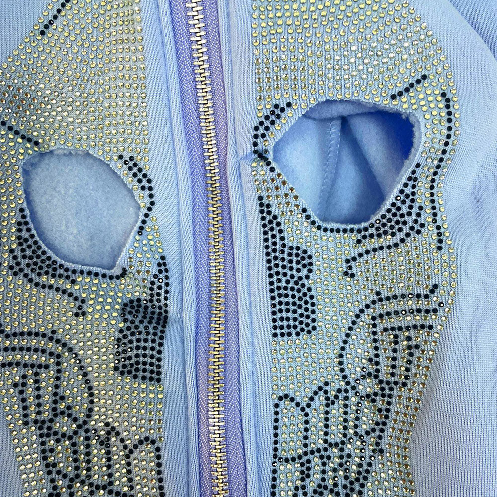 Print Zipper Regular Skull Hooded Women's Hoodie - Halloween Sale
