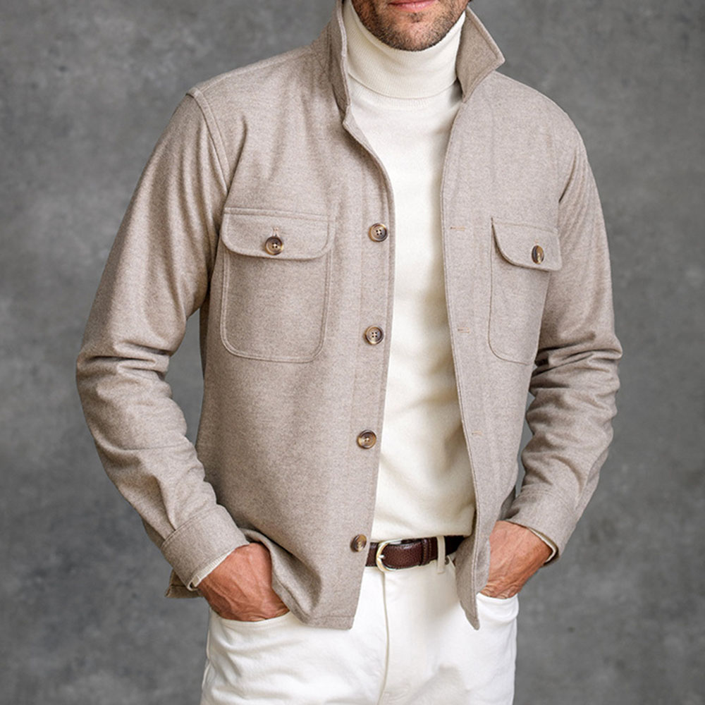 Plain Lapel Pocket England Men's Jacket
