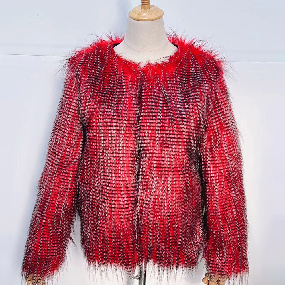 Round Neck Regular Standard Winter Women's Faux Fur Overcoat