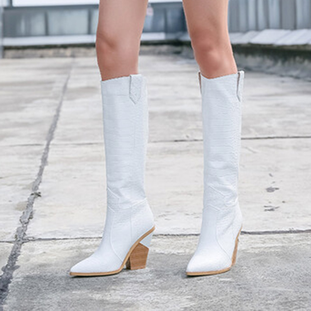 Plain Pointed Toe Slip-On Western Boots