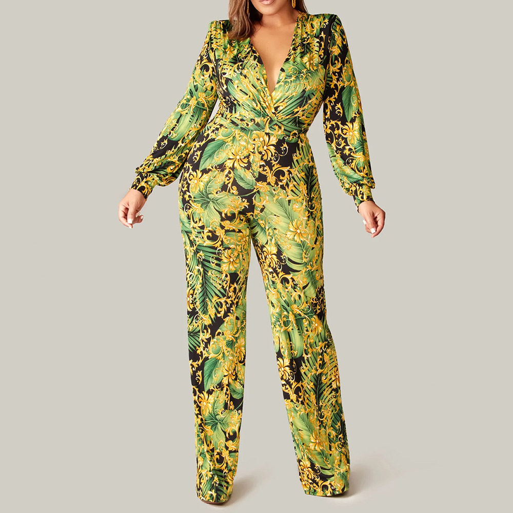 Print Floral Full Length Western Straight Women's Jumpsuit