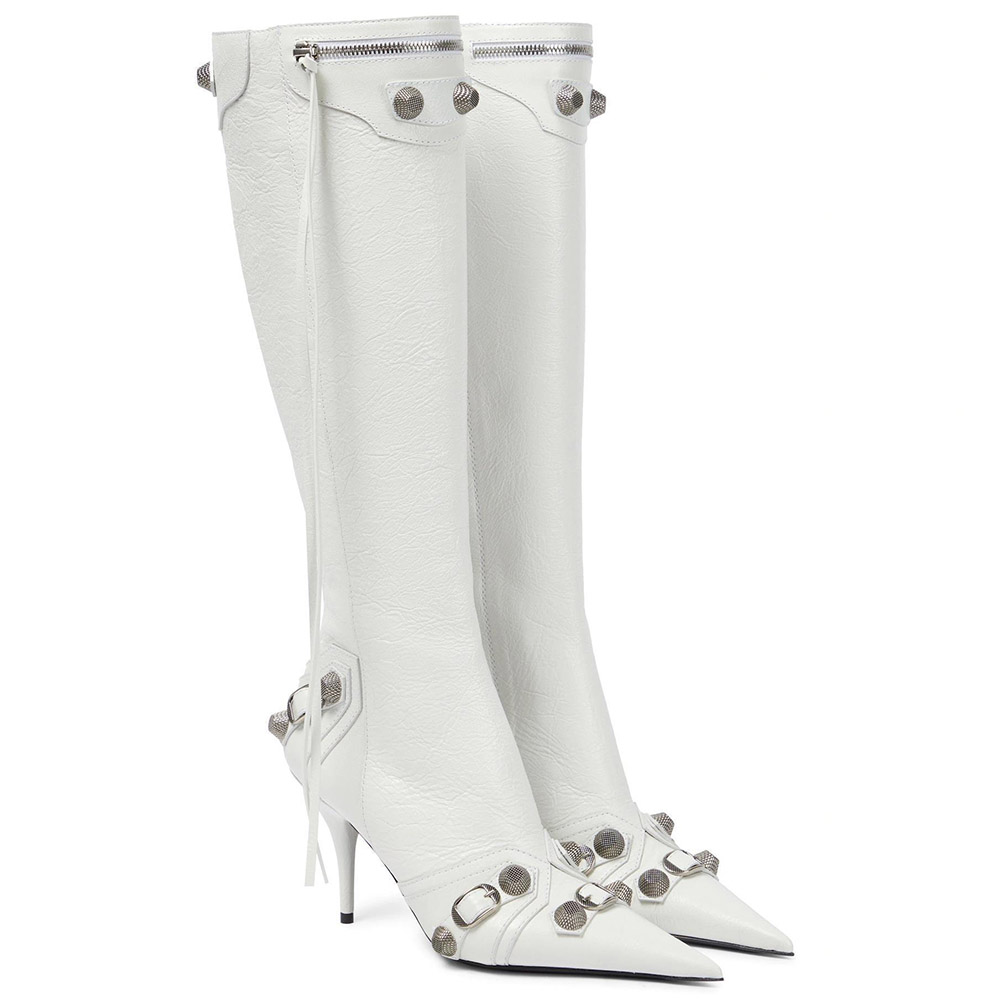 Stiletto Heel Pointed Toe Plain Side Zipper PU Boots