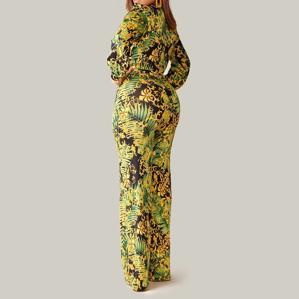 Print Floral Full Length Western Straight Women's Jumpsuit