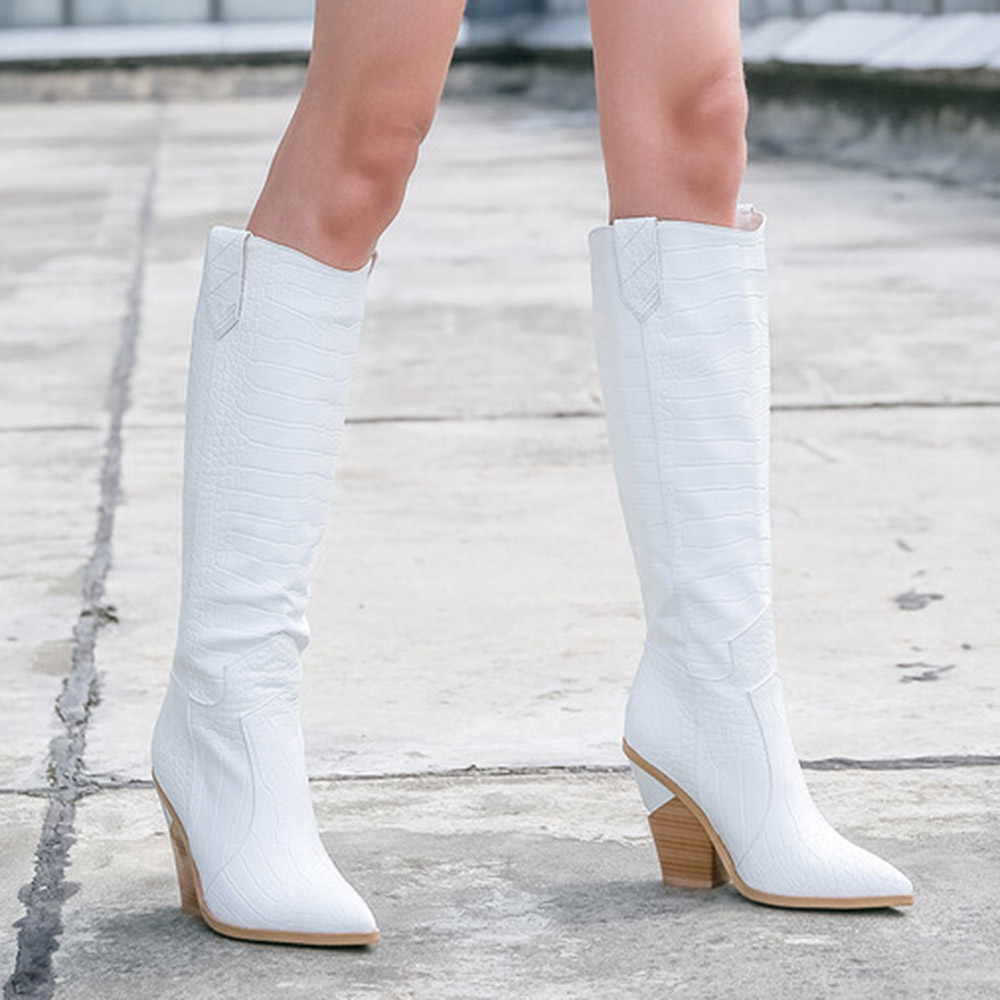 Plain Pointed Toe Slip-On Western Boots