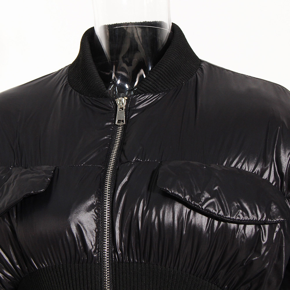 Thick Pocket Slim Zipper Mid-Length Women's Cotton Padded Jacket