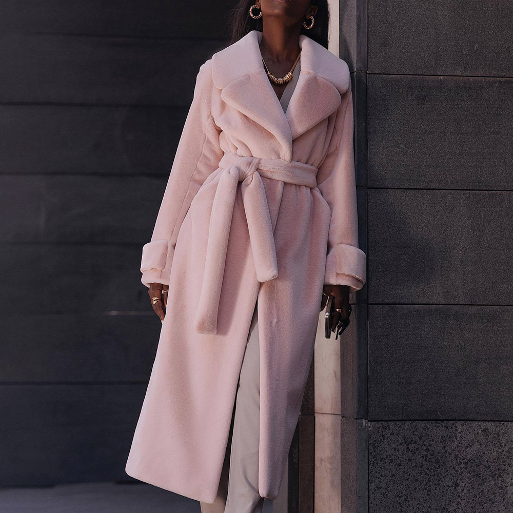 Regular Slim Lace-Up Winter Women's Overcoat