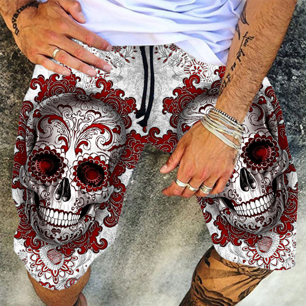 Print Skull Lace-Up Men's Casual Pants