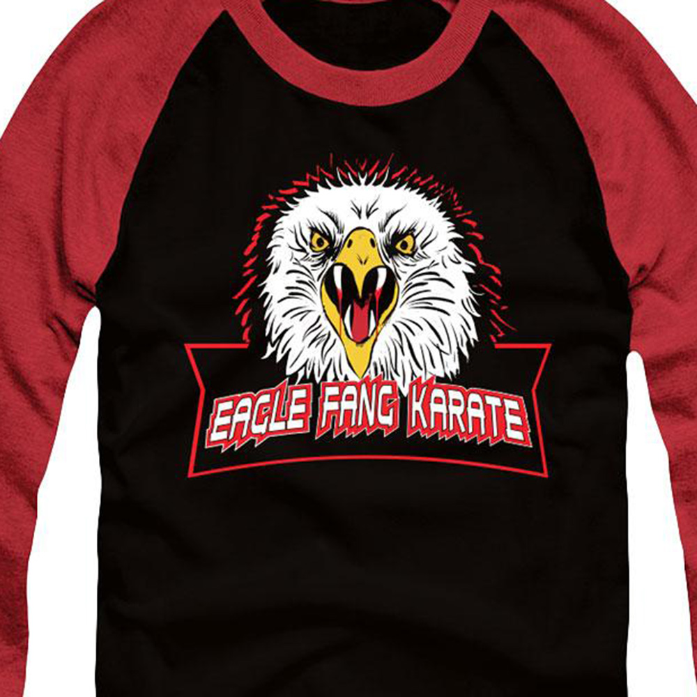 Eagle Fang Karate Black And Red Raglan Long Sleeve T-Shirt-Cobra Kai