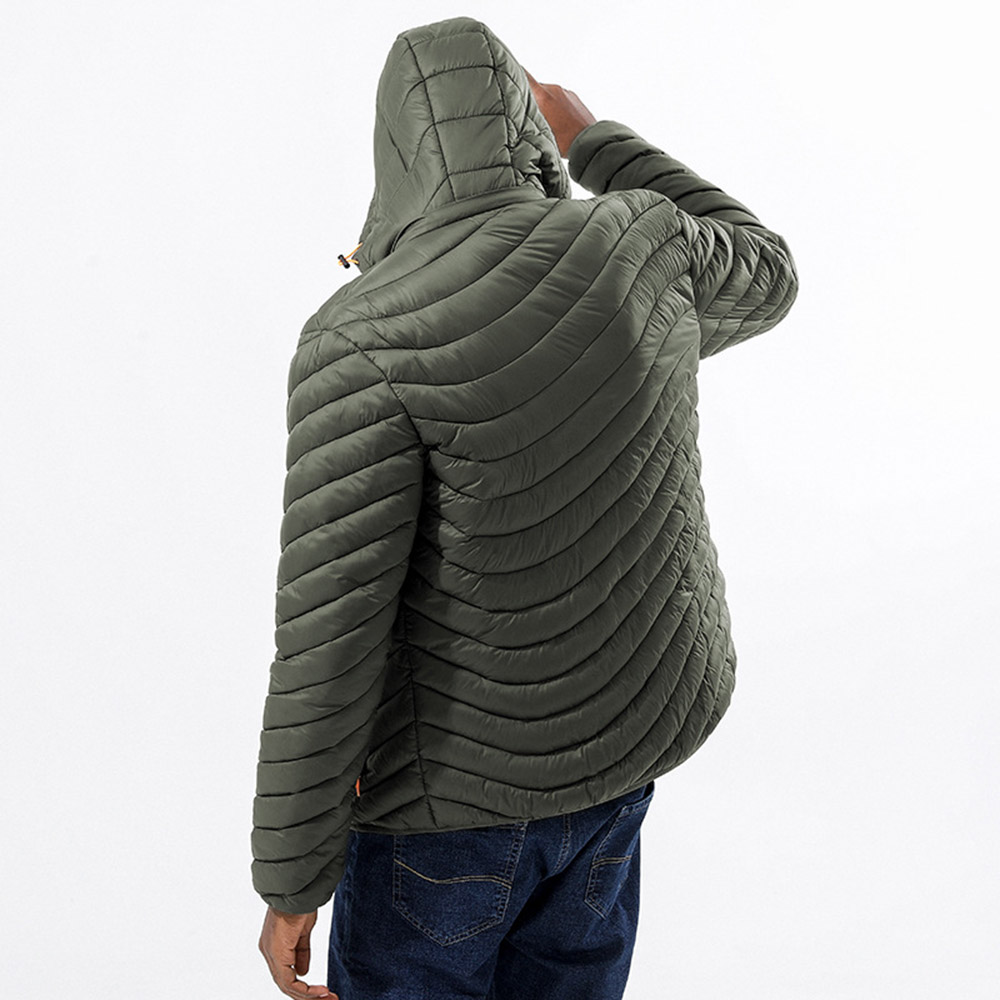 Pocket Standard Hooded Zipper Men's Down Jacket
