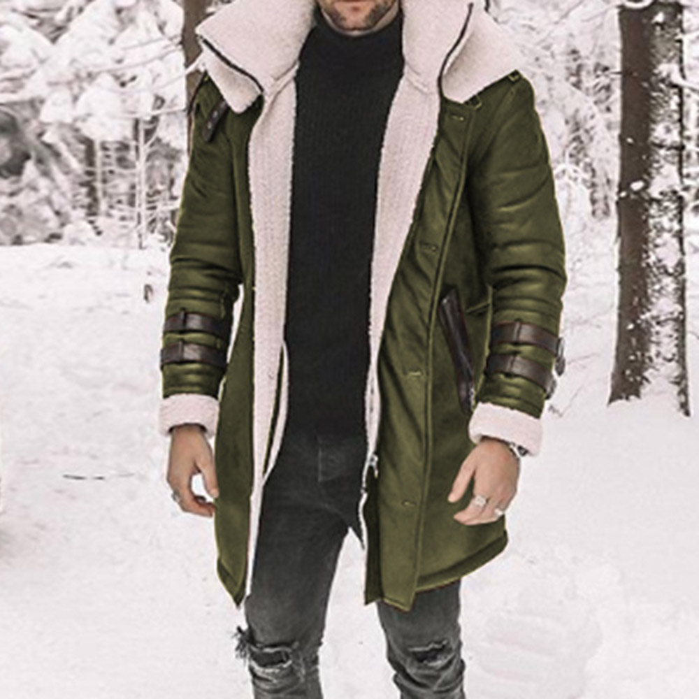 Color Block Fleece Double-Layer Patchwork Winter Men's Jacket