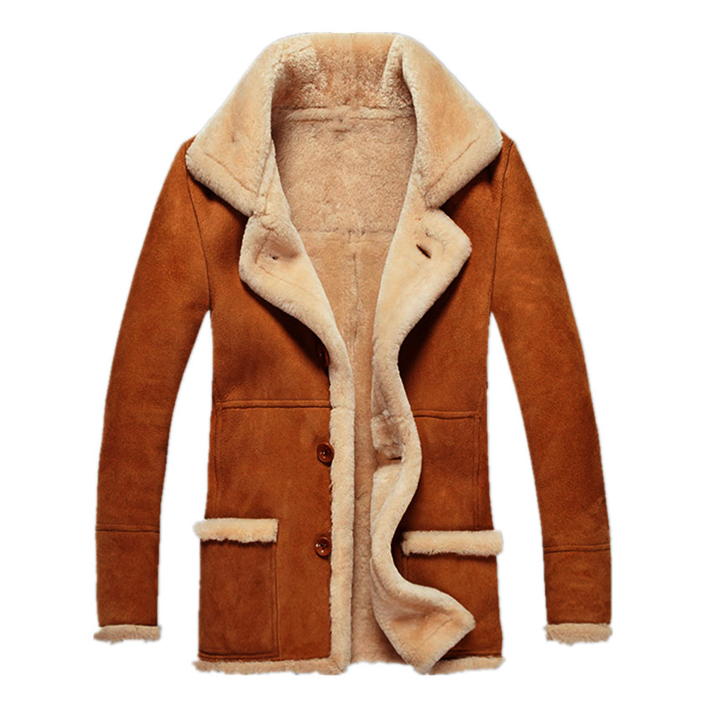Fleece Plain Lapel Single-Breasted Men's Jacket