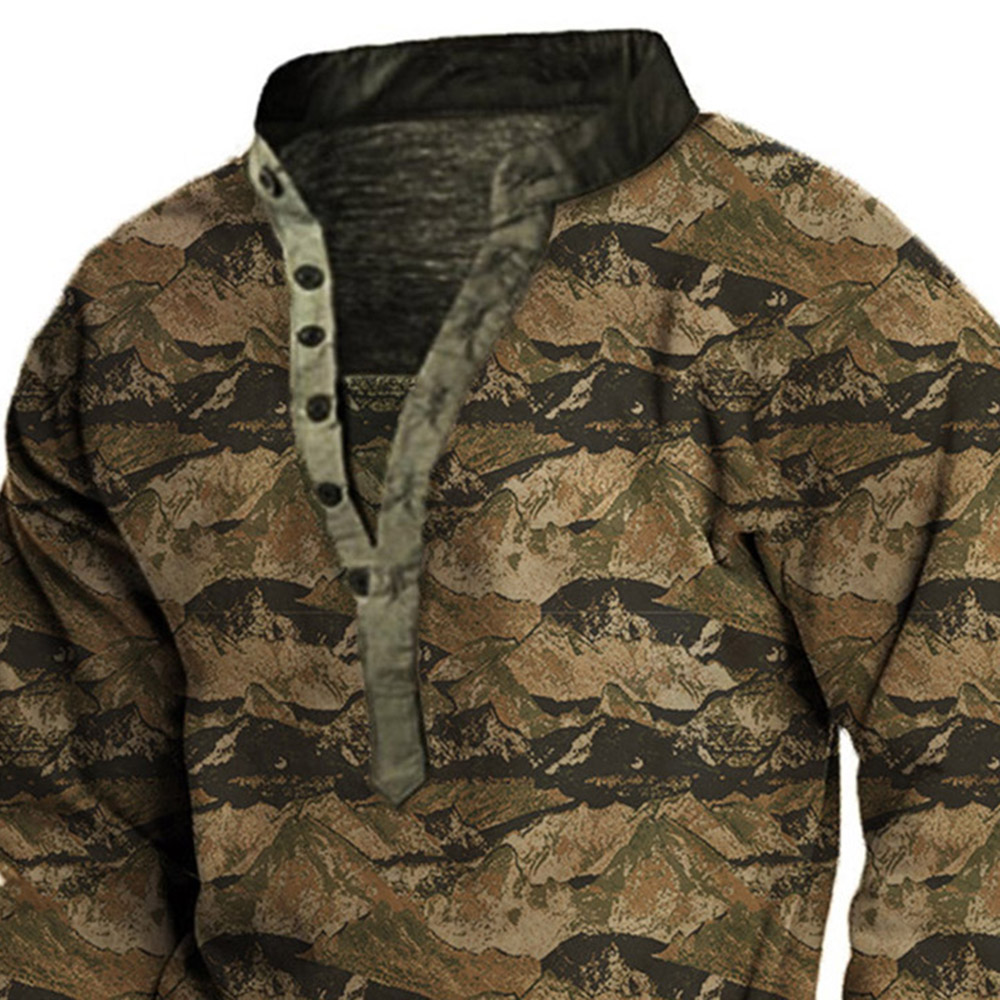 Camouflage Print Pullover Stand Collar Men's Hoodies