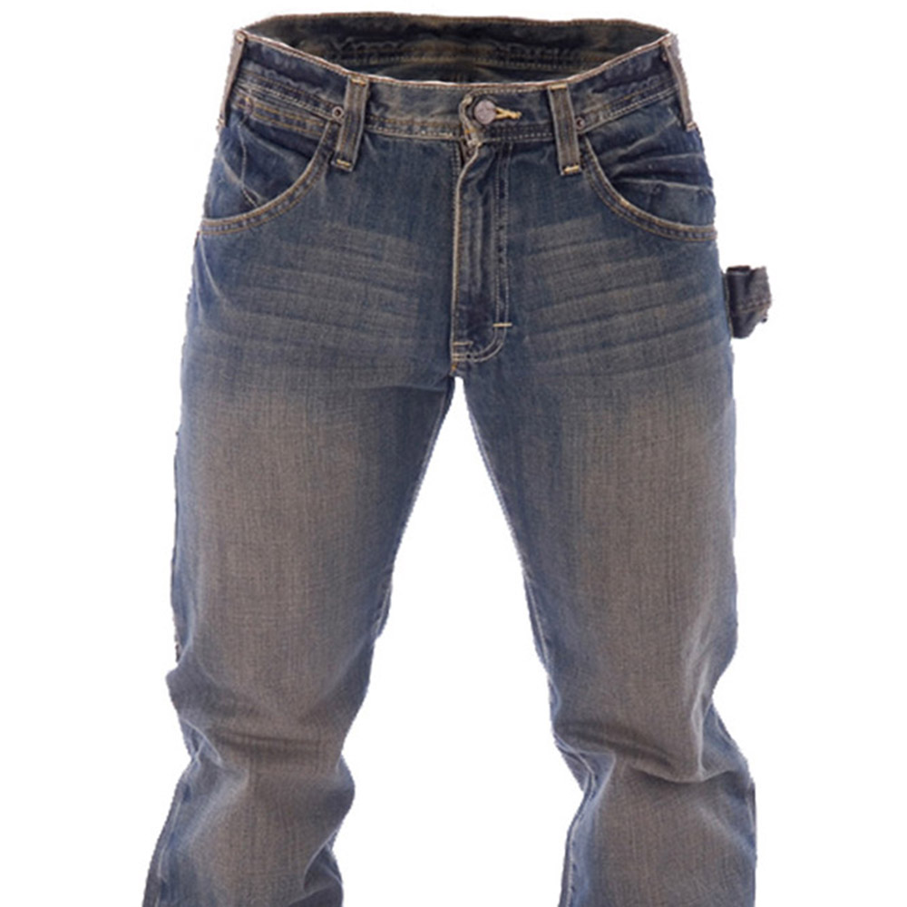 Worn Straight Zipper Men's Jeans