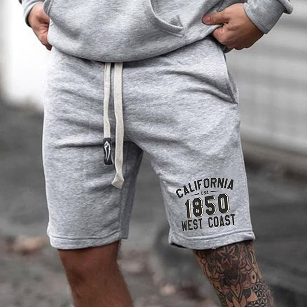 Straight Letter Print Casual Men's Shorts