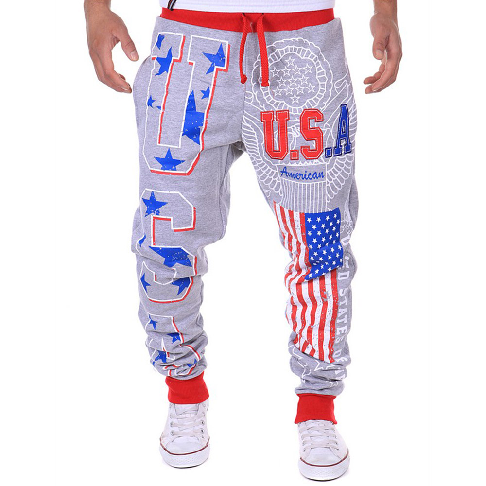 Men's Hip Hop Joggers American USA Flag Printed Sweatpants