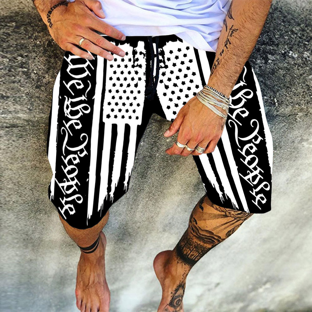 We the People - American Flag Print Shorts For Men