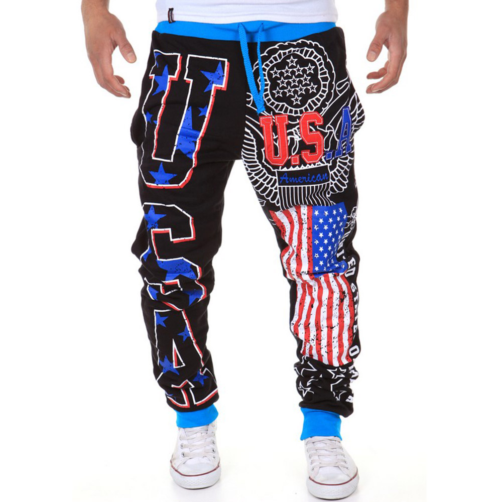 Men's Hip Hop Joggers American USA Flag Printed Sweatpants