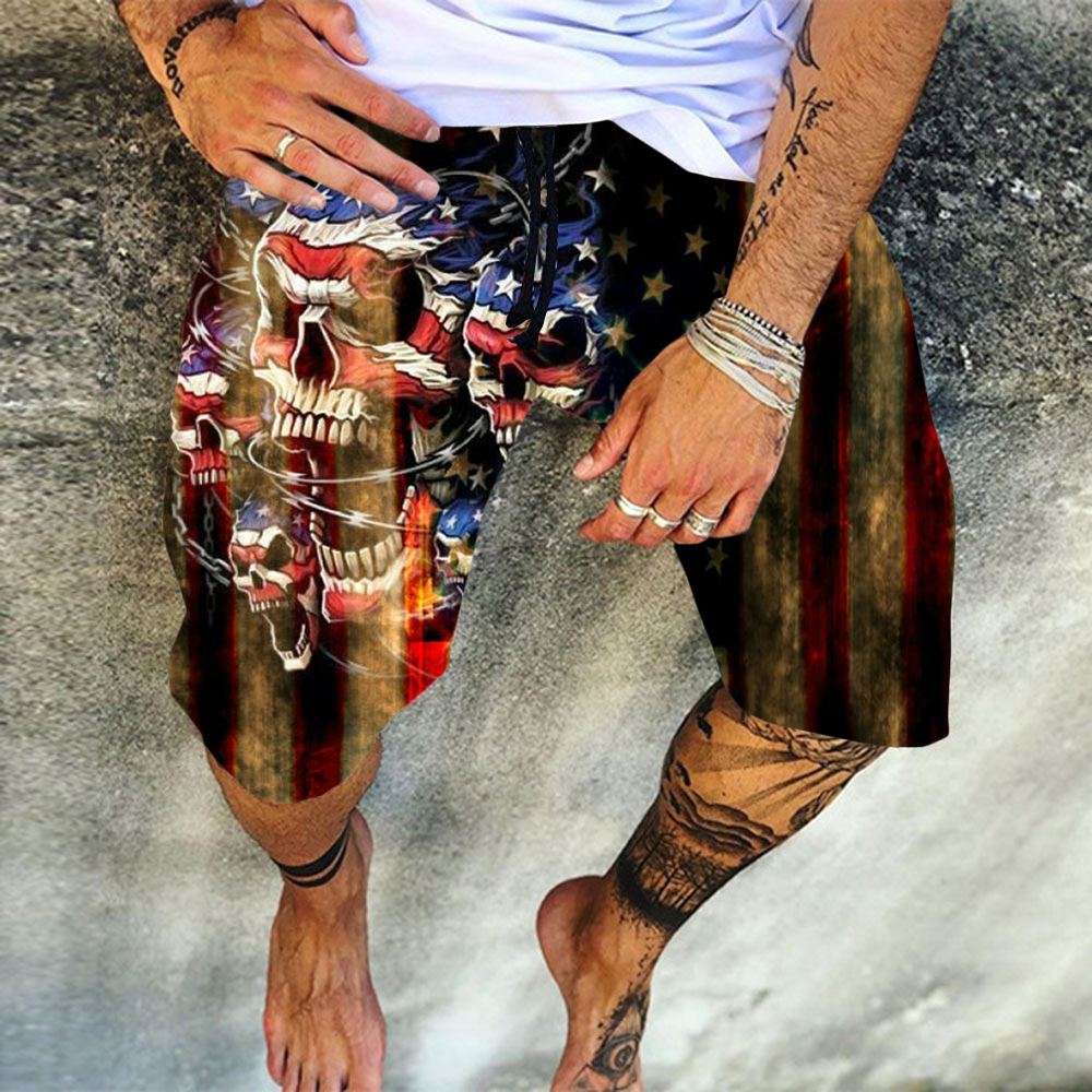 Shorts For Men - Patriotic Shorts Color Block Print Summer Men's Casual Pants