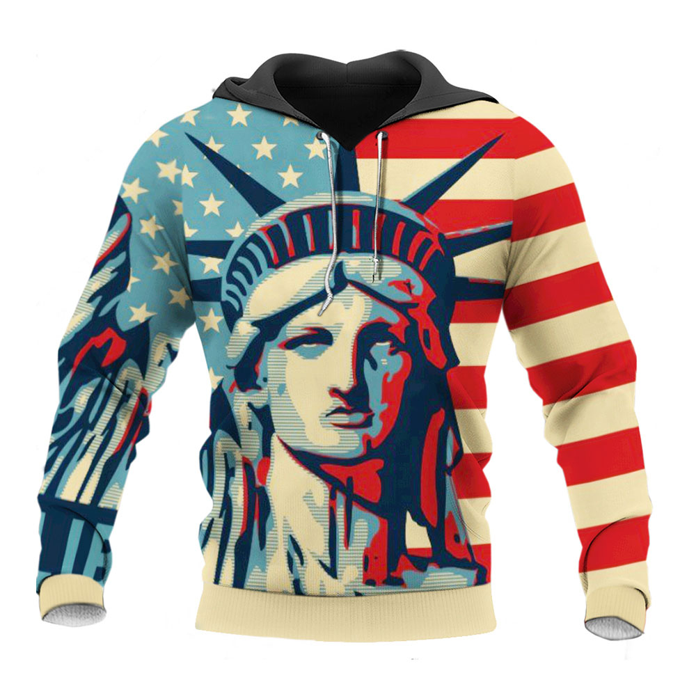 Independence Day Pullover Stripe Print Spring Men's Hoodies