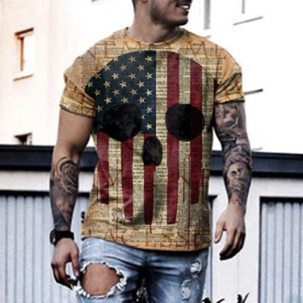 Men's Patriotic T-shirt Short-sleeved Independence Day 3d Digital Printing T-shirt