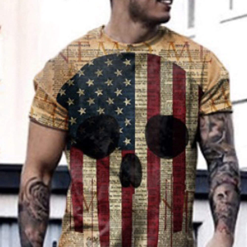 Men's Patriotic T-shirt Short-sleeved Independence Day 3d Digital Printing T-shirt