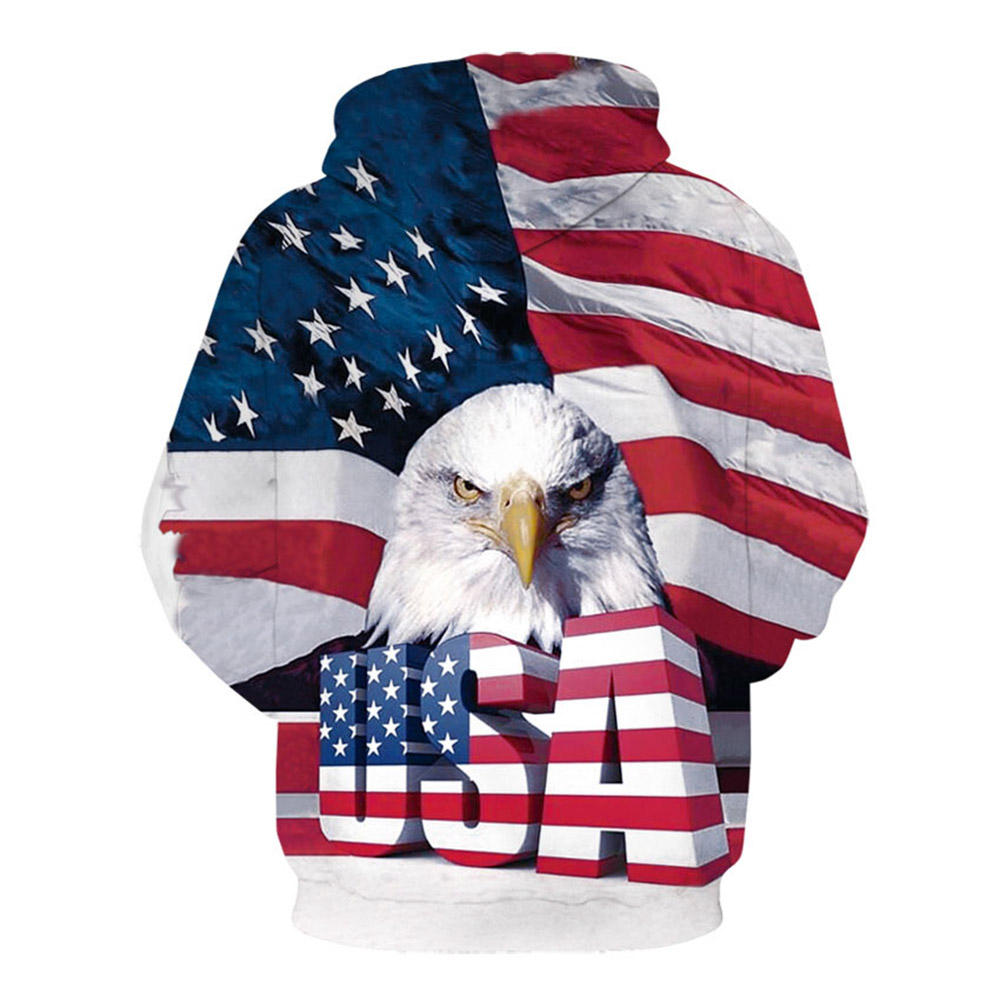 Classic design USA Flag 3D Hoodies Sweatshirt Men/Women Hooded 3D Print Eagle Cotton Pullover Hoodies