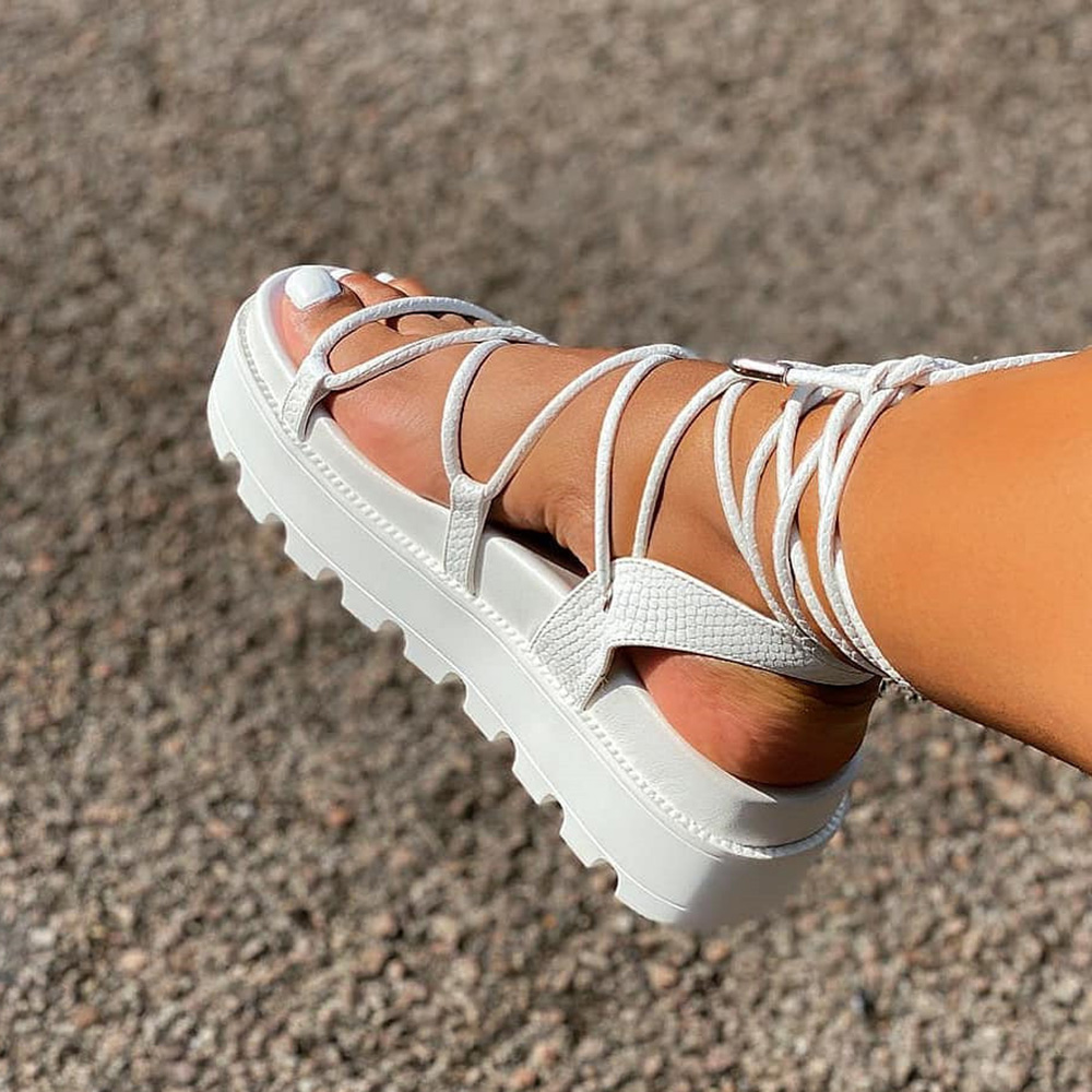 Lace-Up Strappy Open Toe Plain Sandals
