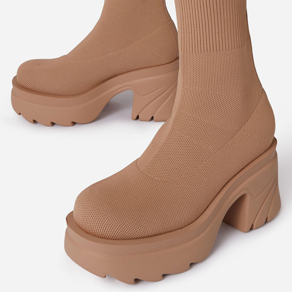 Slip-On Round Toe Chunky Heel Plain Western Boots