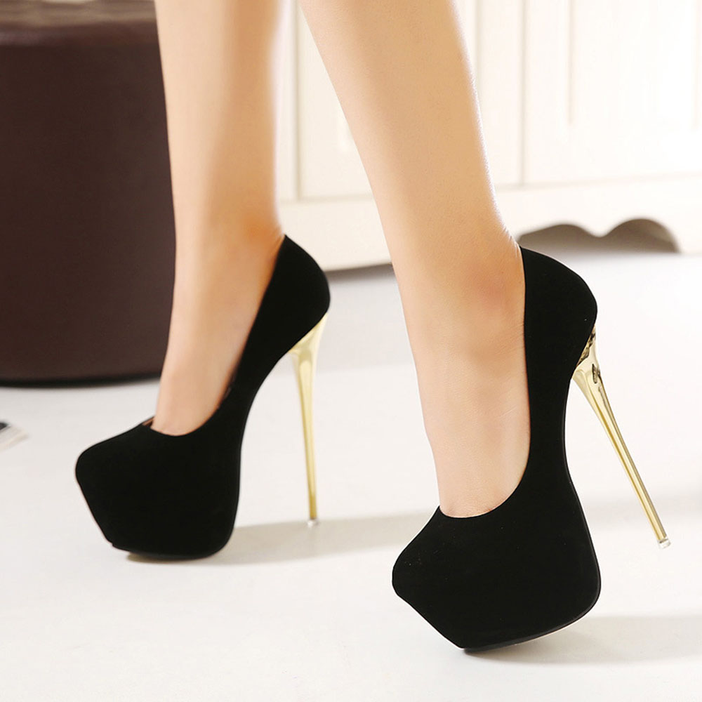 Slip-On Round Toe Stiletto Heel 16cm Thin Shoes