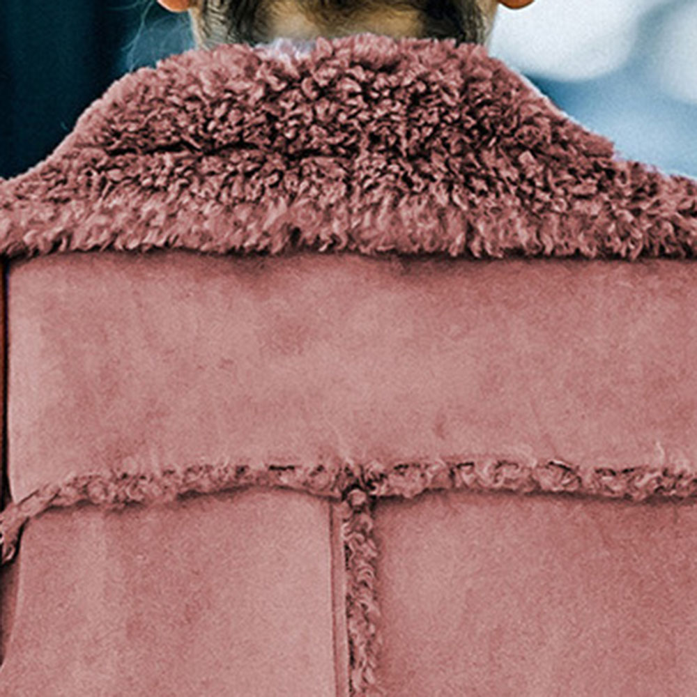 Straight Double-Breasted Fleece Long Sleeve Lapel Women's Jacket
